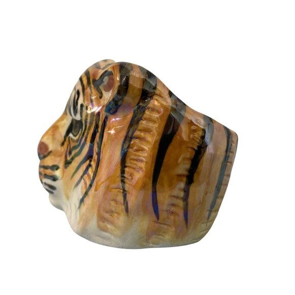 Karen Kelleher Signed KM One Of A Kind Ceramic Tiger Cuff Bracelet Luster Finish - Picture 4 of 10